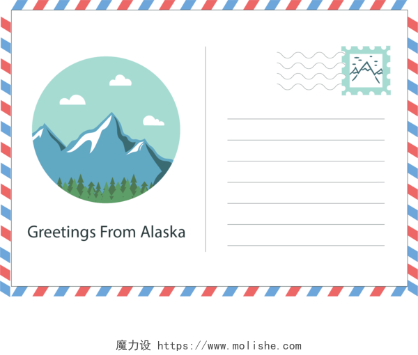 阿拉斯加旅游明信片